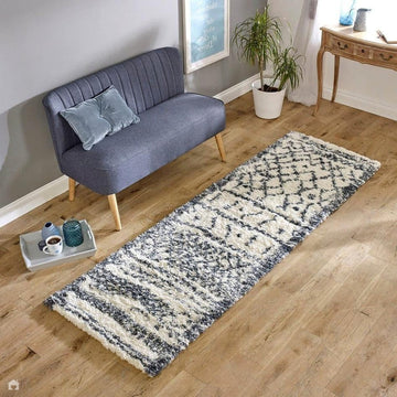 Alto AL04 Modern Moroccan Berber Soft Plush Boho Shaggy Cream/Grey Runner-Asiatic Carpets-Rug Love - The Most Loved Rug Store